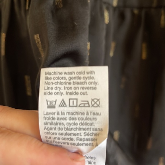 MADEWELL Black & Gold Pattern Faux Wrap Mini Dress size Medium EUC - Picture 6 of 7